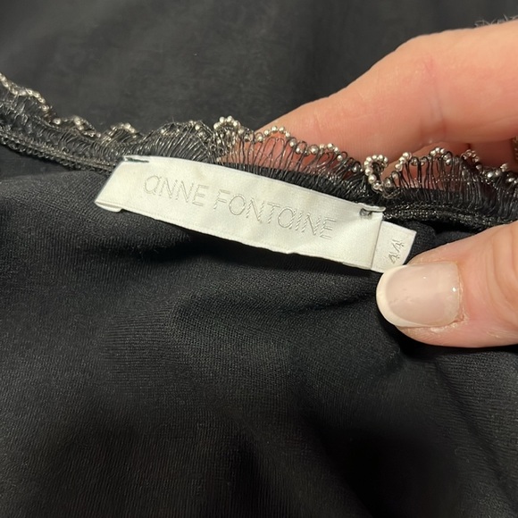 Anne Fontaine Black Ness Faux Wrap Dress with Silver Trim Accent Size 44/US12 - Picture 10 of 12